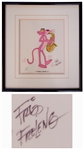 Pink Panther Limited Edition Hand-Painted Cel Signed by Legendary Animator Friz Freleng